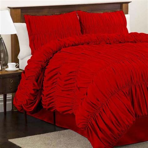 queen red bedding|solid red comforter sets queen.